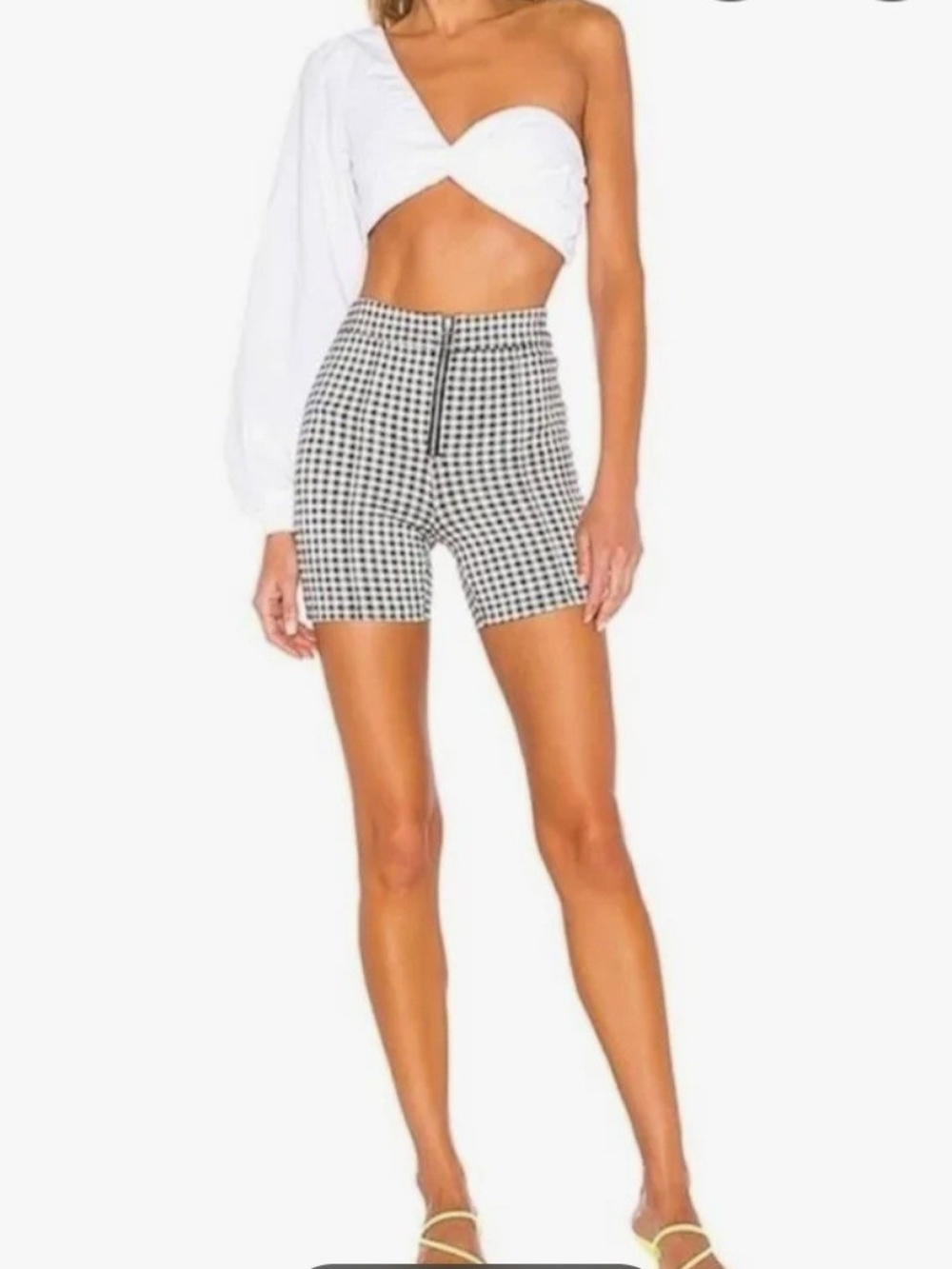 Revolve Lovers + Friends Black & White Gingham Shorts